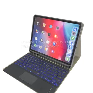 Apple IPad12.9.7 Inch Protective Case Bluetooth Keyboard 2017 Wonderful Touch Colorful Backlit Leather Pen Holder thumbnail-5