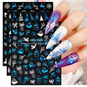 New Christmas Nail Stickers Cute Cartoon Santa Claus Snowflake Elk Back Glue Nail Stickers Wholesale thumbnail-2