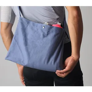Cycling Musette Bag With Long Strap Traveling Shopping Black Cotton Canvas Shoulder Crossbody Food Bags thumbnail-1