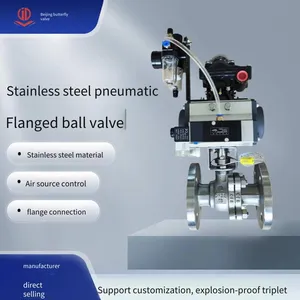 Shanghai Hugong, Liangong Valves, Zhonghe Sufa Q641f-16p Stainless Steel Flange Pneumatic Ball Valve thumbnail-1