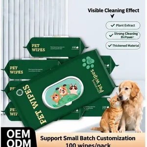 Customized Pet Wet Wipes for Deodorizing and Antibacterial Purposes, Suitable for Cats and Dogs. Large Size, Thick Texture, Non-wash-off. thumbnail-1