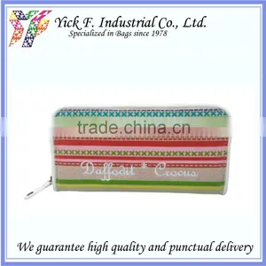Colorful Stripes Summer Feel Cotton Canvas Zipper Long Wallet thumbnail-1