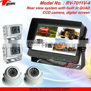 RV-7011V 7inch Car Quad Monitor Reversing Heavy Duty Rear Vision Back up Rear View Camera System With CCD Camera thumbnail-1