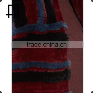 Factory Direct Wholesale Price Lady's Stripe Rabbit Knitted Fur Stole /fur Stole thumbnail-4