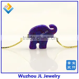 Fashion New Lucky Synthetic Elephant Opal Gemstone 925 Silver 18K Gold Jewelry thumbnail-1