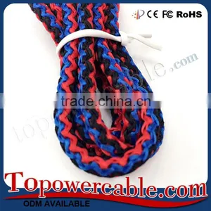 Colorful Braided Red White 3.5mm Male to Male Audio AUX Cable For Car thumbnail-6