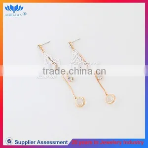 Fashion Colorful Butterfly Charm Tassel Crystal Drop Earrings for Women Wholesale thumbnail-3