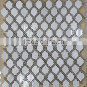 Diamond Pattern Marble Mosaic Tiles(Pure White+Athen Grey Marble) thumbnail-6
