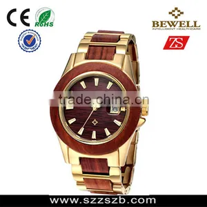 Bewell Alloy&wood Watch Newly Designed Date Time Health-caring Wrist Watch thumbnail-1