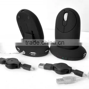 Wireless Rechargeable Optical Mouse With 2.0USB HUB and Docking Station thumbnail-1