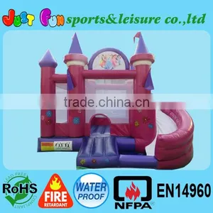 Deep Pink Princess Inflatable Combo, Jumper Castle and Slide for Kids thumbnail-1