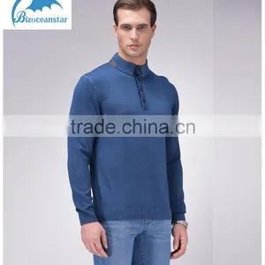 A Quarter of the Button Design Leisure Men Sweater Blue Collar and Easy Clothing thumbnail-1