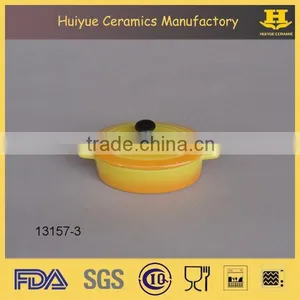 Ceramic Mini Casserole, Oval Glazed Casserole With Cover thumbnail-3