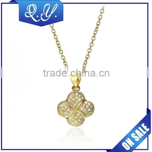 Sexy Women Jewelry High Quality Fake Diamond Necklace With Flower Pendant thumbnail-1