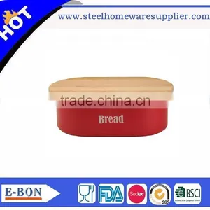 Modern Design Stainless Steel Wooden Bread Box thumbnail-1