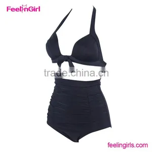 2016 Wholesale Black Women High Waisted Swimsuit thumbnail-2