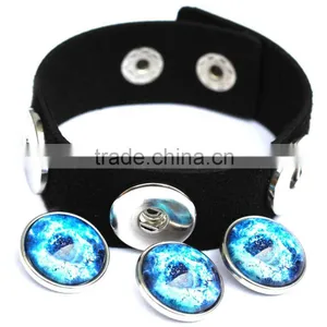 Wholesale Glass Nebula - Galaxy Space - Novelty Leather Metal Cuff Buttons Bangle Bracelet thumbnail-2