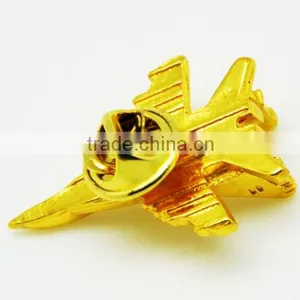 Excellent Quality Gold Airplane Lapel Pin thumbnail-2