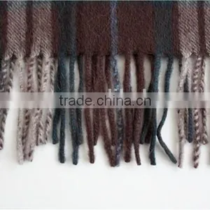 High Quality Brown Checked Wool Scarf thumbnail-3