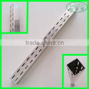 30*30mm Double Holes Square Brushed Metal Slot Tube for Store Display thumbnail-4