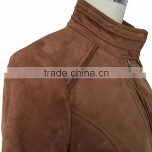 Fashion Women Motorcycle pu Jacket Brown thumbnail-6