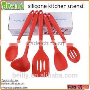 Non-stick Red 5 Pcs Silicone Cooking Utensils for Kitchen thumbnail-3