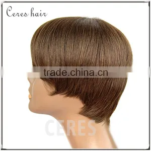 100% Human Hair Kosher Wig Short Dark Blonde Wig Silk Straight Hair Wig thumbnail-4