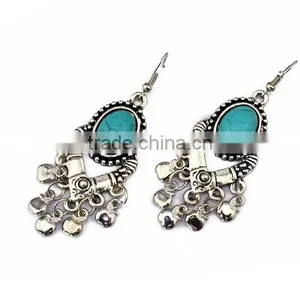 New Design Vintage Gold Plated Ginasy Bohemia Style Turquoise Drop Earrings thumbnail-3