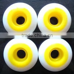 White Wheel With Yellow Core Skateboard Wheels thumbnail-1