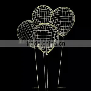 3D Optical Illusion Ballon Night Lamp Night Light 10 Colorful LEDs Ultra-thin Acrylic Light Panel AA Battery or DC 5V thumbnail-3