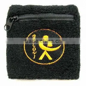 Cotton Sports Wrist Sweat Band With Zipper Pocket thumbnail-1