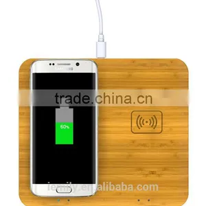 New Bamboo Dual 2 Coil qi Wireless Charger Samsung Wireless Charger Pad thumbnail-1