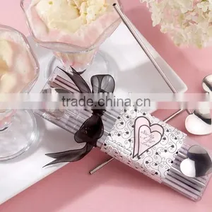 Magnetic Stir up a Lil Love Silver Heart Straw Stirrers Wedding Favor thumbnail-1