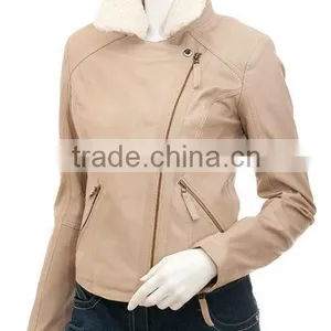 Women Leather Jackets With Fur on Collar thumbnail-1