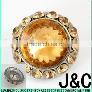 Round Shape Flower Rhinestones Zamac Button thumbnail-1