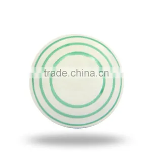 Ceramic White Knob With Green Circles thumbnail-1