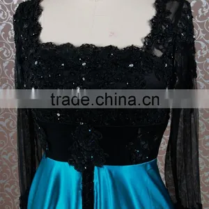 RSE647 Black And Peacock Blue Chinese Wedding Dress Tall Mother Of The Bride Lace Dresses Beach Wedding Dress Navy Blue thumbnail-3