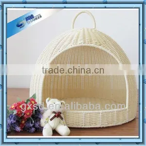 Cheap Plastic Rattan Oval White Pet Kennel Plastic Pet Basket thumbnail-1