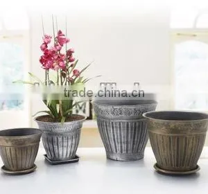 Modern Outdoor Planter Iron Garden Pottery Painted Plastic Flowerpot HG9004 Series thumbnail-1