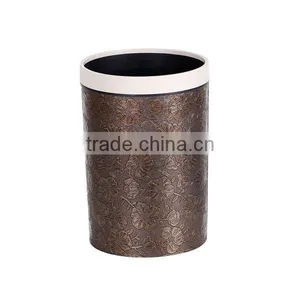European Style Plastic Leather or Knitted Trash Can Waste Bin Container With Lid 10L thumbnail-6