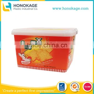 3.5L IML Plastic Cookie Box /Biscuit Container,Certificate Pet Food Containers thumbnail-1