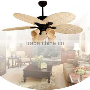 52" Ceiling Fan With Rattan Blades and Reverse Control thumbnail-1