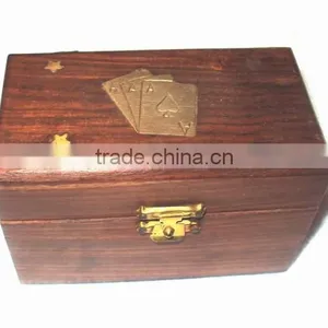 Wood Carved Playing Card Box thumbnail-1