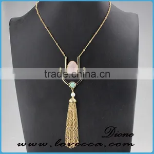 2017 Turquoise Stone Tassel Necklace Long Stone Tassel Necklace thumbnail-2