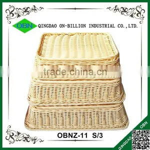 Rectangular Hand Weaving Plastic Rattan Basket for Bread thumbnail-6