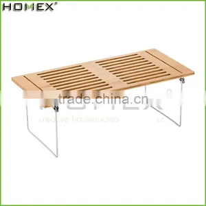 Bamboo Dish Drying Rack Kichen Shelf With Metal Leg Homex-BSCI Factory thumbnail-2