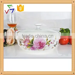 10" Ceramic Microwave Pot With Glass Lid thumbnail-1