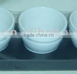 Set of 3 White Porcelain Snack Bowls Set With Lids,snack Tray thumbnail-1