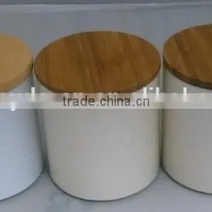 Bamboo Lid Tea Sugar Coffee Kitchen Container Set of 3 thumbnail-1