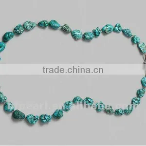 18" 10x14mm Blue Turquoise Nugget Necklace thumbnail-1